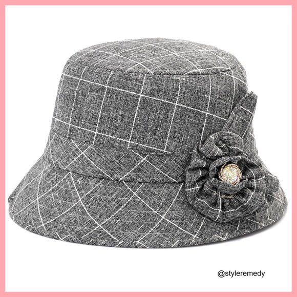 Foldable Cotton Linen Bucket Hat with Floral Bow main image 6